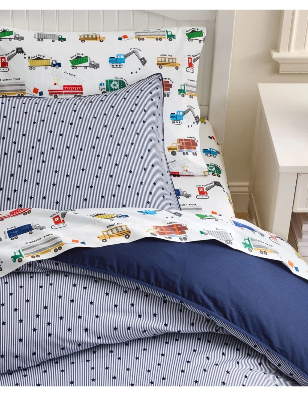 Pottery Barn Flocked Star Duvet Cover Navy Blue Twin NWOT Sample